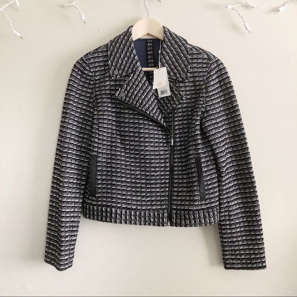 Tory Burch Jackets & Blazers - New Tory Burch Raffia Knit Tweed Moto jacket NWT